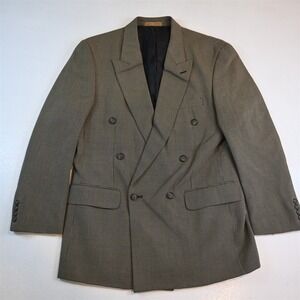 Mens Double Breasted 40R Navy Brown Check Mens Blazer Suit Jacket Sport Coat